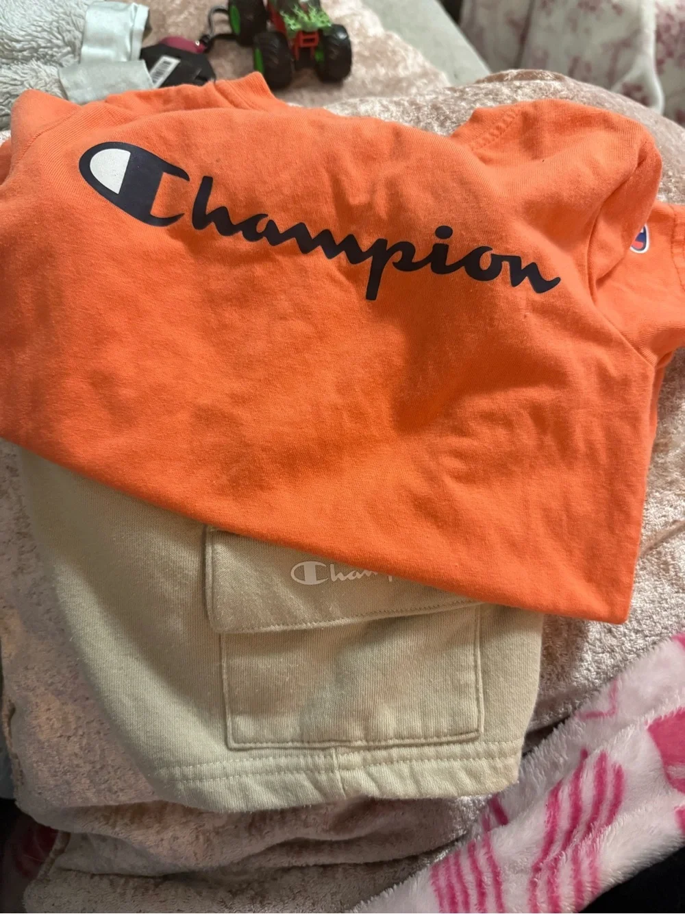 Champion Kids Matching Set Orange Top & Beige Bottoms